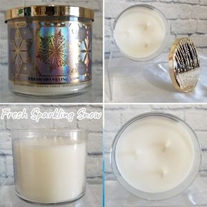Bath and Body Works Fresh Sparkling Snow Three Wick Scented Candle New